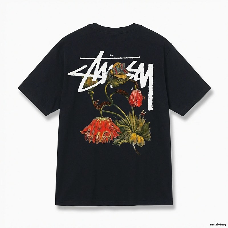 Stussy Floral Style Black T-shirt