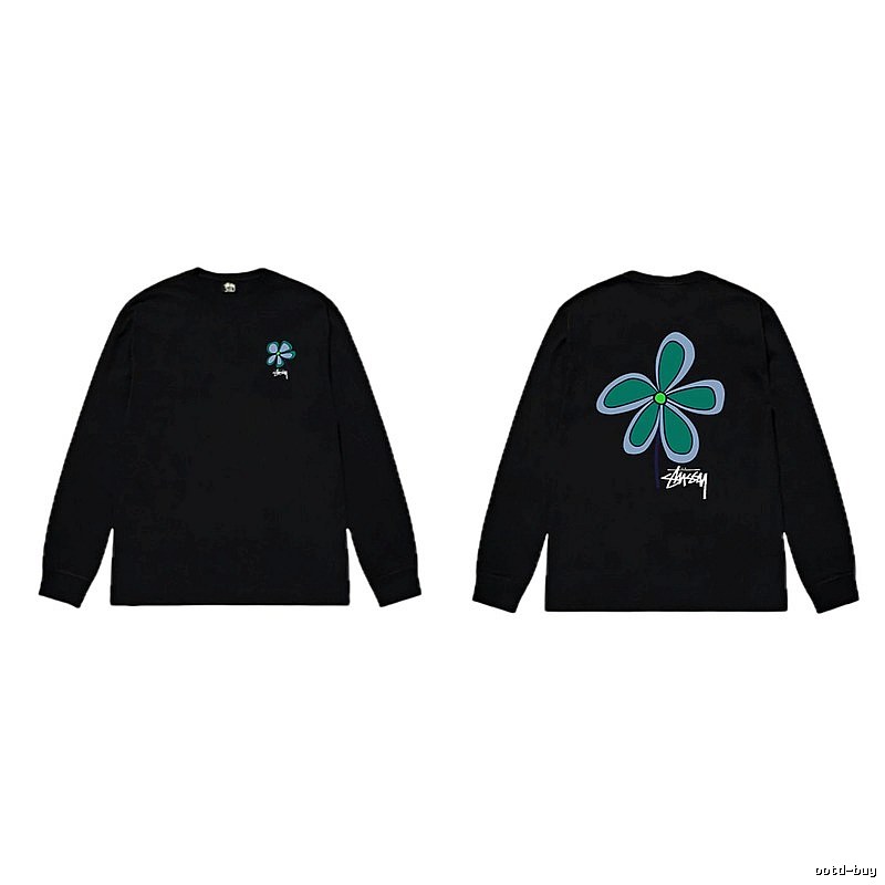 Stussy Flower Print Black Long-Sleeve