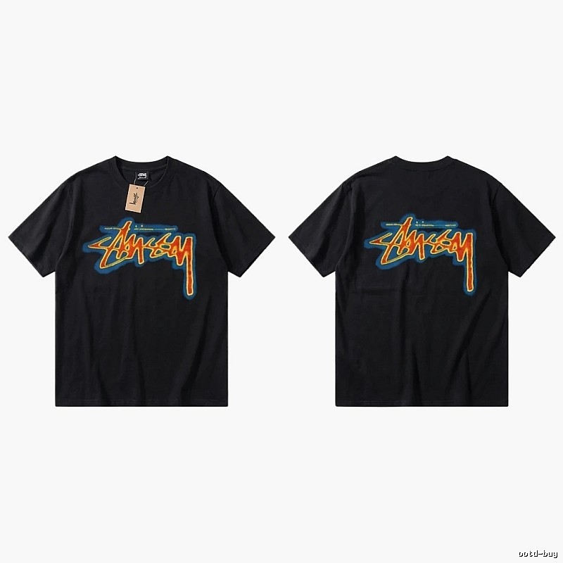 Stussy graffiti-style black T-shirt