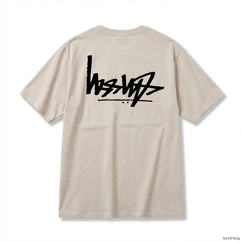 Stussy graffiti-style light gray T-shirt