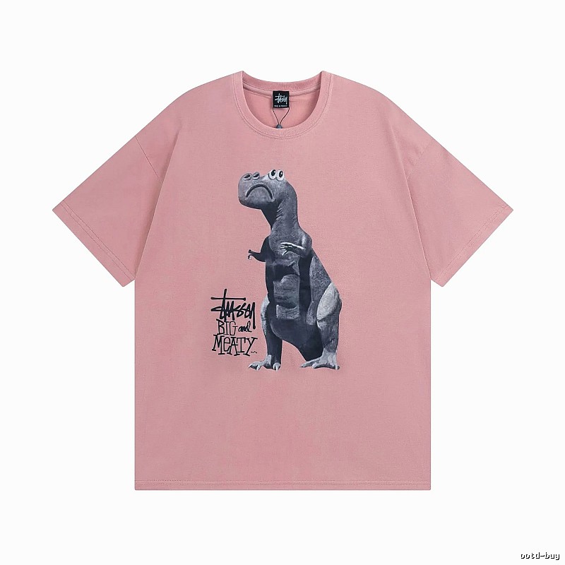 Stussy Pink Spider Graphic T-Shirt Easy Pairing Logo