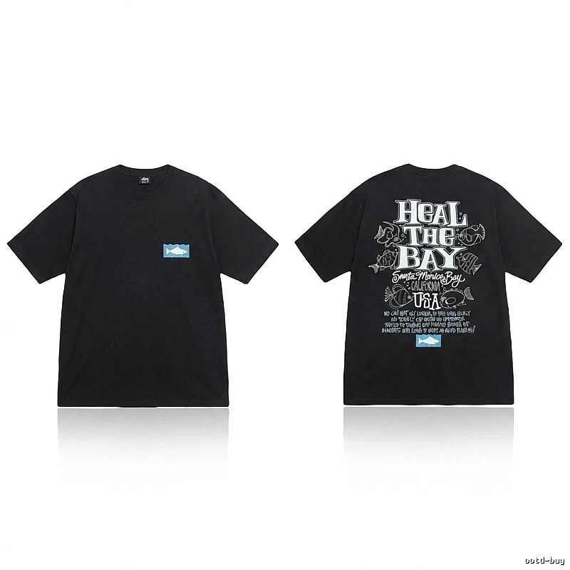Stussy retro-style black short-sleeve
