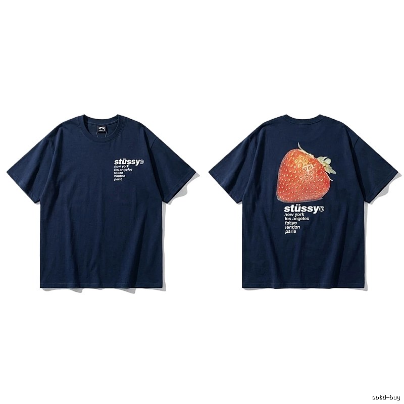 Stussy Strawberry Print Style T-shirt