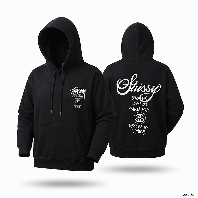 Stussy street style black hoodie