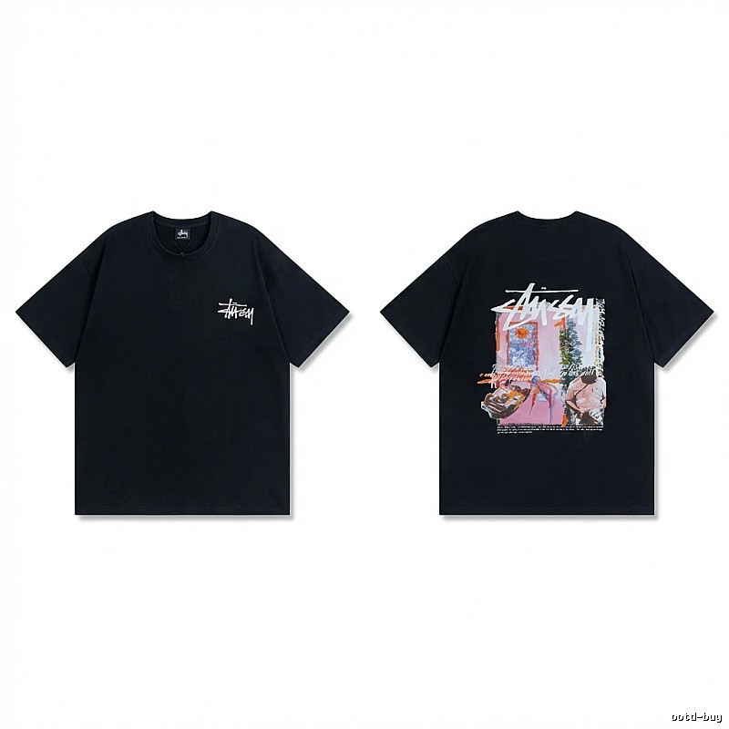 Stussy trendy style black T-shirt