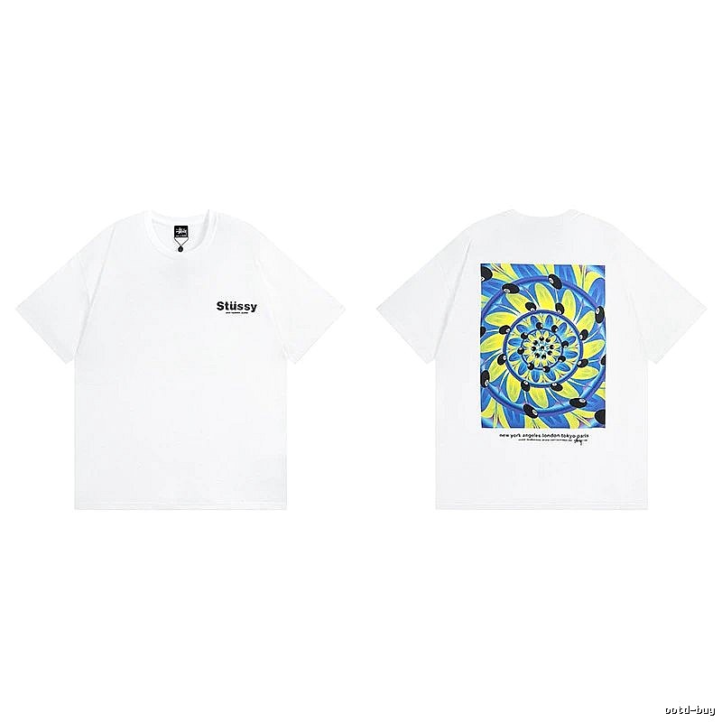 Stussy White Spider Graphic T-Shirt Clean Finish Logo