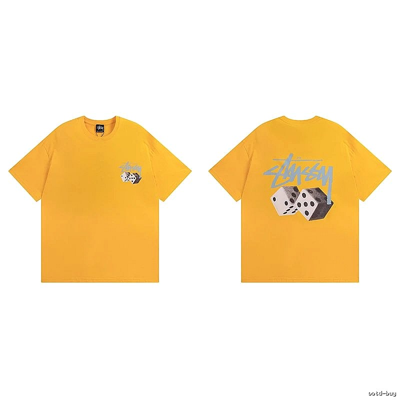 Stussy Yellow Spider Graphic T-Shirt Summer Styling Logo