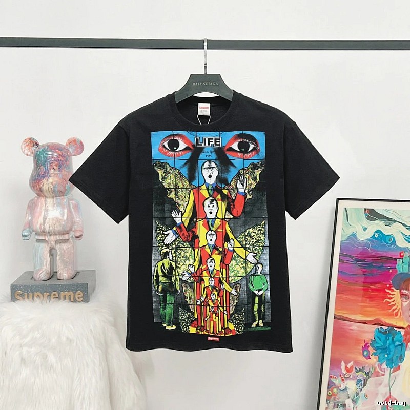 Supreme Art Print Street Style Black T-Shirt