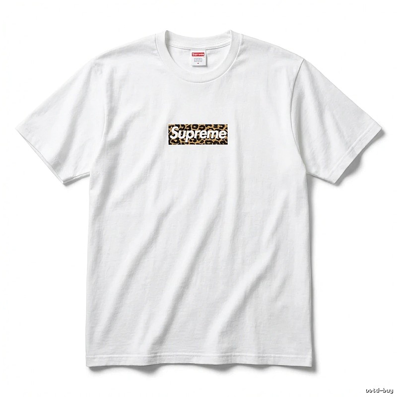 Supreme leopard - print style white T - shirt