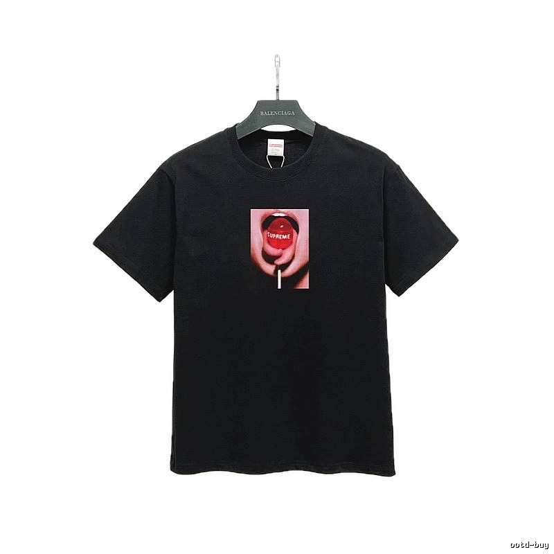 Supreme Lollipop Print Street Style Black T-Shirt