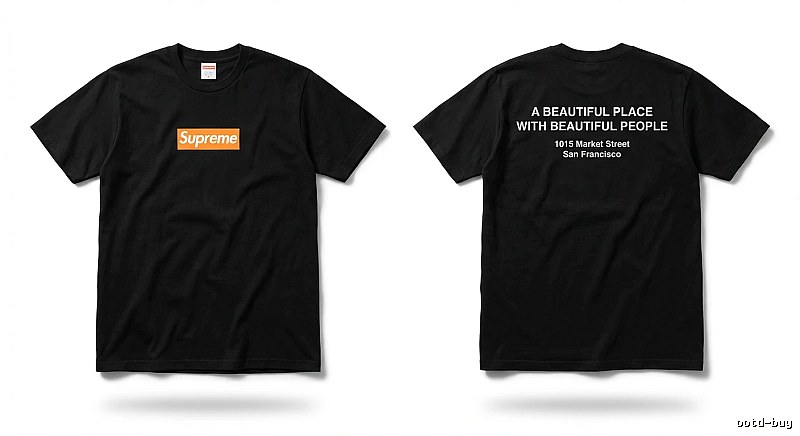 Supreme orange printed trendy and cool short-sleeved shirt