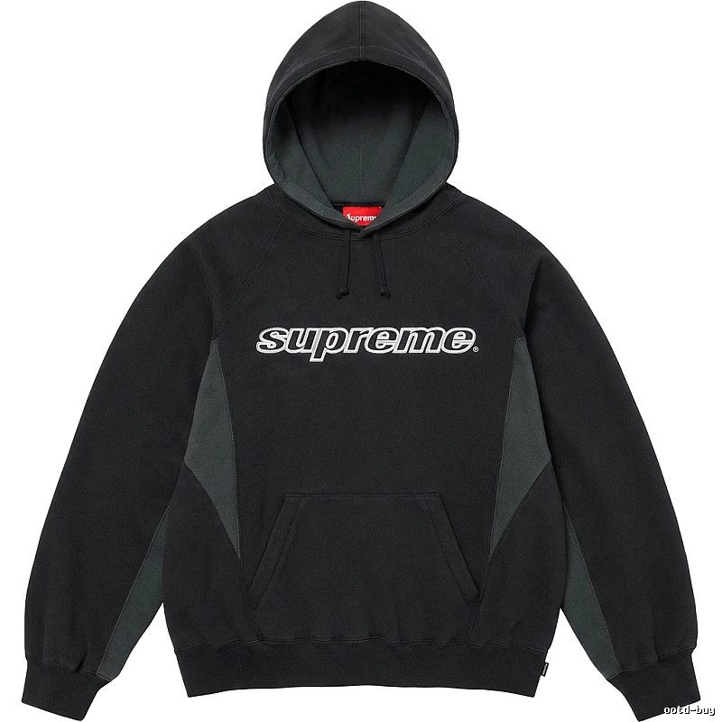 Supreme patchwork-style black hoodie