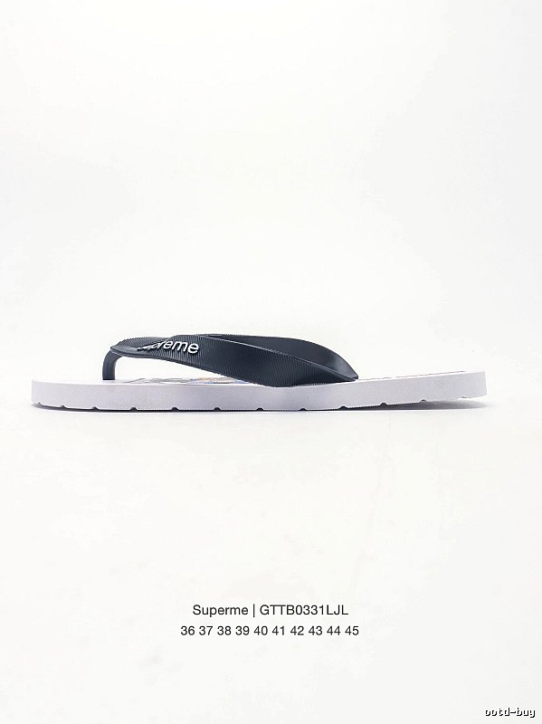 Supreme Street Fashion Black and White Flip-Flops