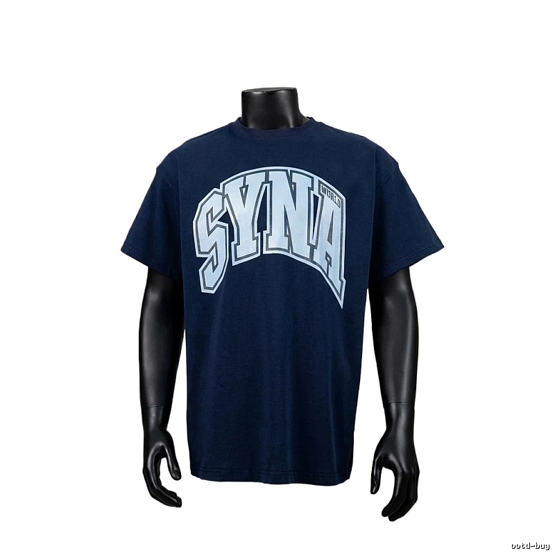 SynaWorld Letter Style Navy Blue T-shirt