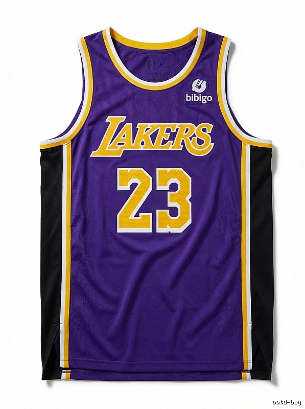 The retro-style No. 23 jersey of the Los Angeles Lakers.