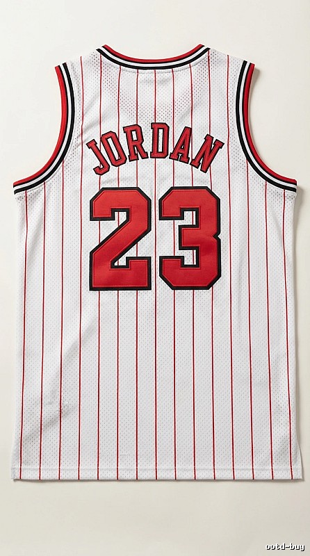 The retro white and red jersey of the Michael Jordan