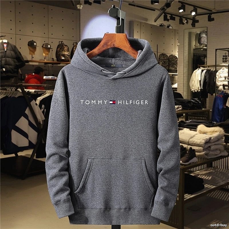 Tommy Hilfiger Dark Gray Logo Hoodie Weekend Wear