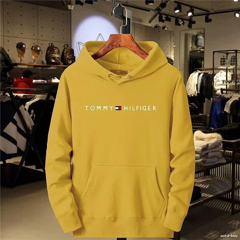 Tommy Hilfiger Yellow Logo Hoodie Statement Graphic