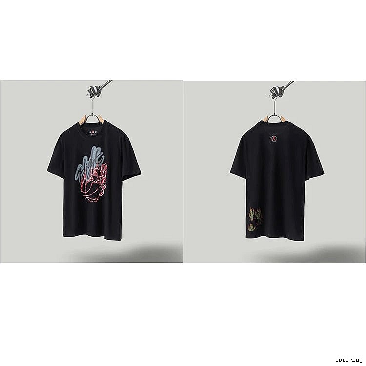 Travis Scott x Air Jordan Graffiti-style Black Short-sleeve T-shirt