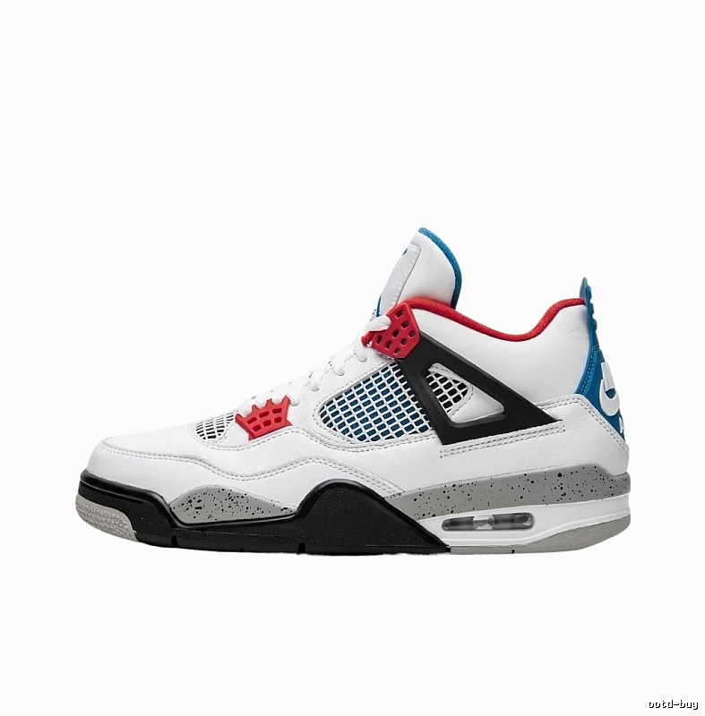 Trendy White, Red and Blue Jordan AJ4 Shoes