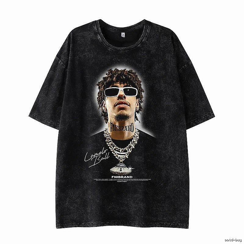 Tupac Daily Portrait graphic T-shirt Black Tupac Collage for City Outfits