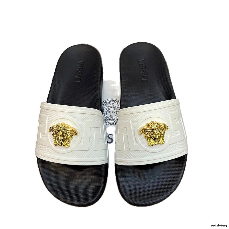 Versace Medusa Luxury Style White and Black Slides