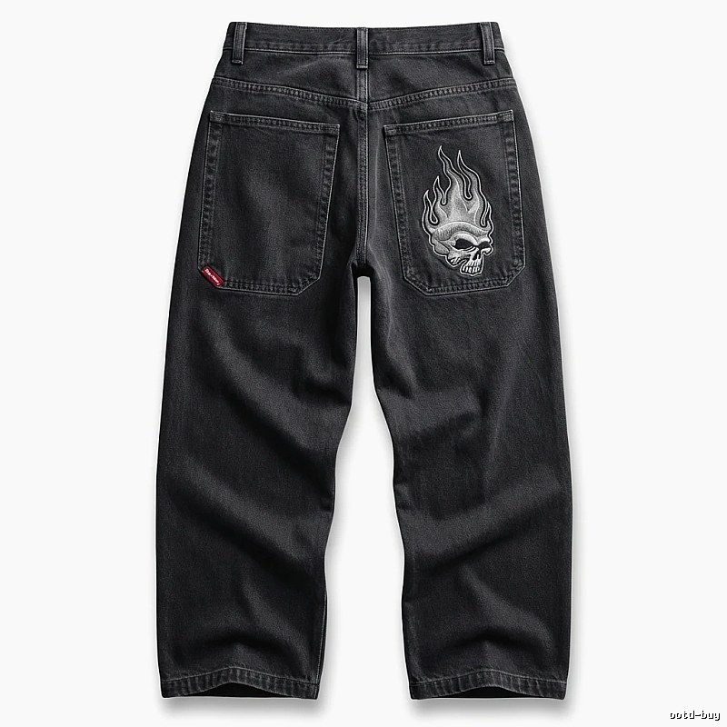 Y2K Fear of God Flame Black Denim Shorts